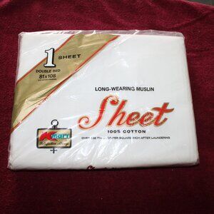 Vintage Long-Wearing Muslin Double Flat Sheet -100% Cotton